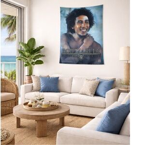 Vintage 2000 Bob Marley Natural Mystic Fabric Wall Hanging Tapestry Coastal Boho